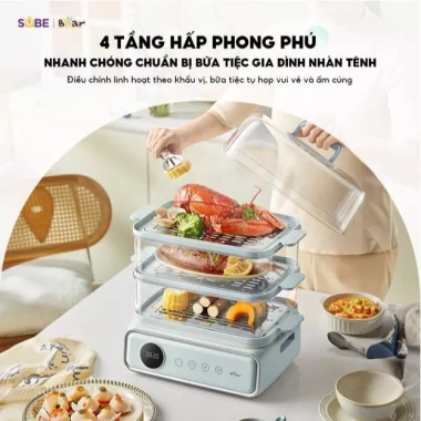 Nồi lẩu hấp BEAR 21.5L DZG-P20W7 - 3 tầng, hấp cá, yến, BH 18t, 1.08 tr 9
