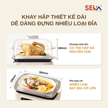 Nồi Lẩu Hấp Điện 4 Tầng SEKA SK6.620 24L - Hấp Gà Nguyên Con, Nhiệt Đều, Bảo Hành 24T, Giá 1.365.000đ