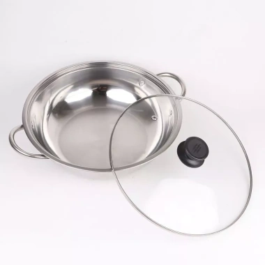 Nồi lẩu inox 26cm nắp kính - Tặng kèm vá lẩu, siêu bền, giá ưu đãi 58k