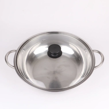 Nồi lẩu inox 26cm nắp kính - Tặng kèm vá lẩu, siêu bền, giá ưu đãi 58k