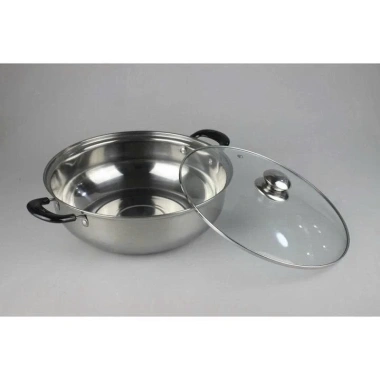 Nồi Lẩu Inox 28cm Nắp Kính Dày Dặn - Dùng cho mọi loại bếp, giảm giá 48k