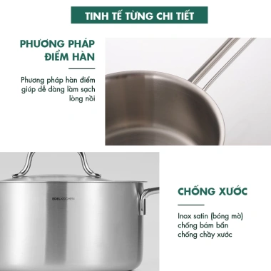 Nồi lẩu inox 3 lớp nguyên khối Edelkochen All Day 24cm - Giá ưu đãi 1.38tr