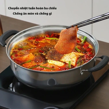 Nồi lẩu inox 304, chống dính, nắp kính, dùng mọi bếp 28‑32cm - Giá chỉ 189.999₫