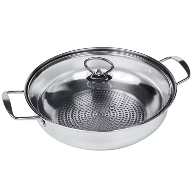 Nồi Lẩu INox 30cm nắp kính dày dặn - Dùng cho mọi loại bếp, giá chỉ 110.000₫