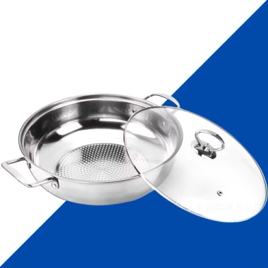 Nồi Lẩu INox 30cm nắp kính dày dặn - Dùng cho mọi loại bếp, giá chỉ 110.000₫