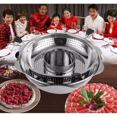 Nồi Lẩu Inox Đa Năng 2 Tầng 32cm Hàn Quốc - Dùng Trên Mọi Loại Bếp, Giá 229k