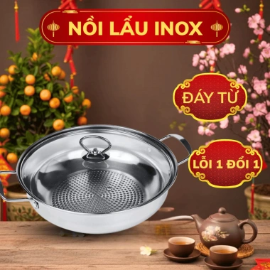 Nồi lẩu inox đáy 30cm đa năng, tiện lợi cho bếp, giá 99.000đ, giảm giá hấp dẫn