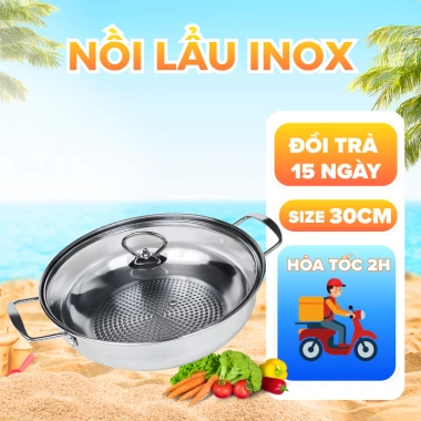 Nồi lẩu inox ECOZZY đáy từ 30cm, dùng mọi bếp, ăn lẩu xào nấu, giá 105.000 VND