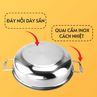Nồi lẩu inox ECOZZY đáy từ 30cm, dùng mọi bếp, ăn lẩu xào nấu, giá 105.000 VND