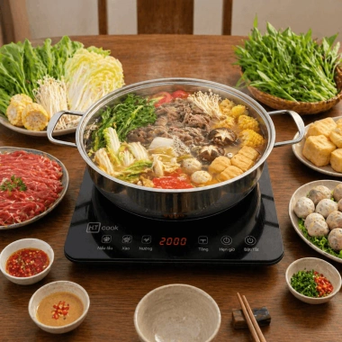 Nồi lẩu inox ECOZZY đáy từ 30cm, dùng mọi bếp, ăn lẩu xào nấu, giá 105.000 VND