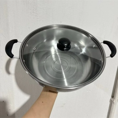 Nồi lẩu inox vung kính 28cm dày dặn, chất lượng cao, giá chỉ 52.000đ