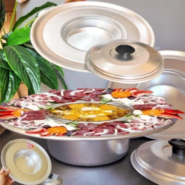 Nồi lẩu mâm nhôm dày 20-22cm - Dùng cho lẩu Thái, hải sản, dụng cụ bếp, giá ưu đãi 131.839 VND