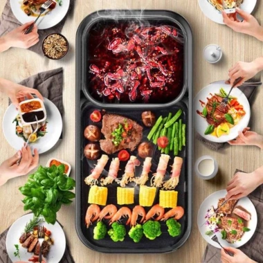 Nồi lẩu nướng 2 in 1 Lớn đa năng 2 ngăn - Giá ưu đãi 315.000 VND, tiết kiệm năng lượng cho gia đình