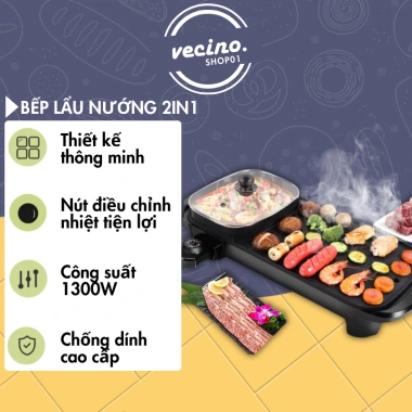Nồi lẩu nướng 2 in 1 Lớn đa năng 2 ngăn - Giá ưu đãi 315.000 VND, tiết kiệm năng lượng cho gia đình