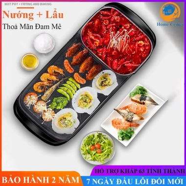 Nồi lẩu nướng 2 trong 1 1.300W - Tiện lợi, bảo hành 24 tháng, 344.000 VND
