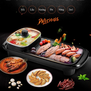 Nồi lẩu nướng 2 trong 1 1.300W - Tiện lợi, bảo hành 24 tháng, 344.000 VND