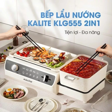 Nồi lẩu nướng 2in1 KALITE KLG555 2.200W - Chống dính ceramic, giá chỉ 1.69 triệu