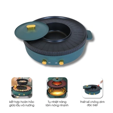 Nồi lẩu nướng 2in1 Nineshield KB518 - Bảo hành 12 tháng, Giá chỉ 800.000đ 9