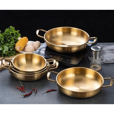 Nồi lẩu thép không gỉ mạ vàng phong cách Hàn Quốc - Chỉ 99.000đ, giảm 21.780đ