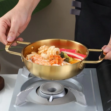 Nồi lẩu thép không gỉ mạ vàng phong cách Hàn Quốc - Chỉ 99.000đ, giảm 21.780đ
