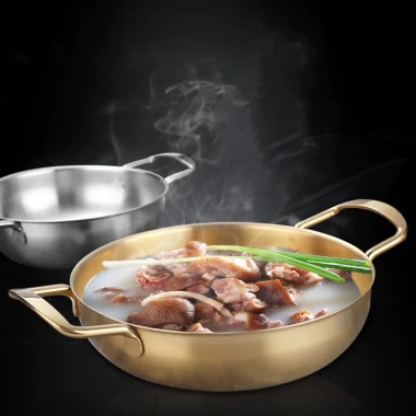 Nồi lẩu thép không gỉ mạ vàng phong cách Hàn Quốc - Chỉ 99.000đ, giảm 21.780đ