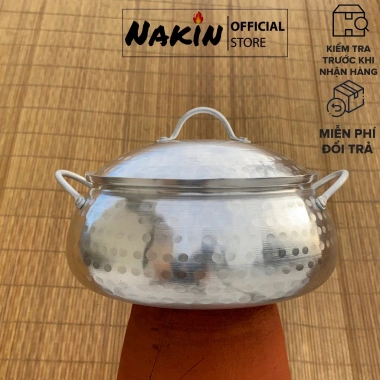 Nồi lẩu tròn nhôm bóng Nakin 1-4 lít – Dùng cho bếp gas, bếp cồn, giá 185.000₫