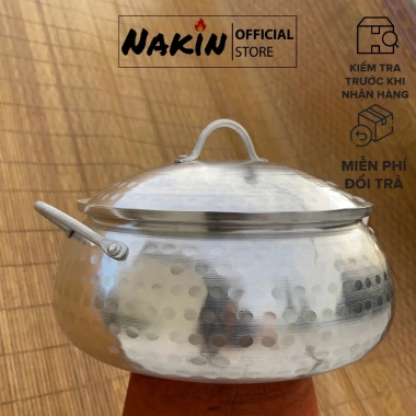 Nồi lẩu tròn nhôm bóng Nakin 1-4 lít – Dùng cho bếp gas, bếp cồn, giá 185.000₫