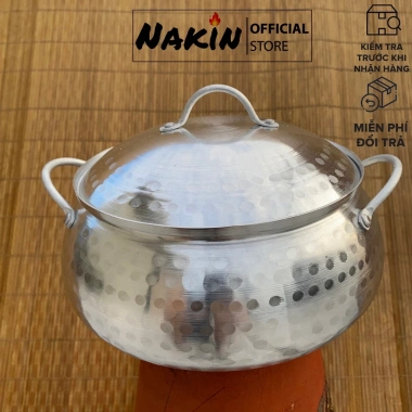 Nồi lẩu tròn nhôm bóng Nakin 1-4 lít – Dùng cho bếp gas, bếp cồn, giá 185.000₫