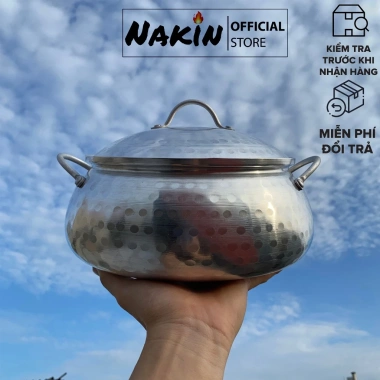 Nồi lẩu tròn nhôm bóng Nakin 1-4 lít – Dùng cho bếp gas, bếp cồn, giá 185.000₫