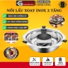 Nồi Lẩu Xoay Nâng 2 Tầng Inox Hàn Quốc Đa Năng Cao Cấp Dùng Mọi Bếp Giá 339k