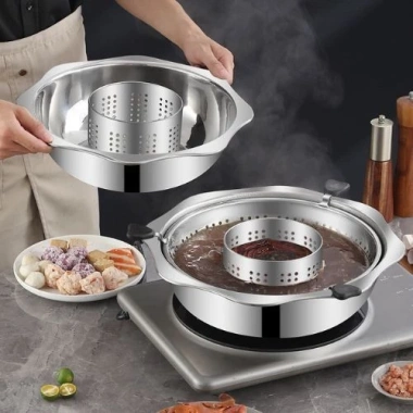 Nồi Lẩu Xoay Nâng 2 Tầng VUIHOME Inox Hàn Quốc Đa Năng - Dùng Bếp Ga, Từ, Hồng Ngoại, Giá Ưu Đãi 194,923 VND
