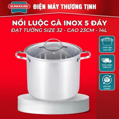 Nồi luộc gà 5 đáy đạt tường size 32 - Hàng chính hãng, giá tốt 654.000₫