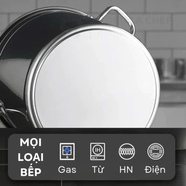 Nồi luộc gà bếp từ 3 đáy inox 15L-165L Gorilla Chef - Giá chỉ 599k, dùng cho bếp gas