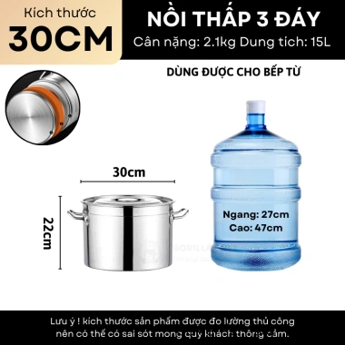 Nồi luộc gà bếp từ 3 đáy inox 15L-165L Gorilla Chef - Giá chỉ 599k, dùng cho bếp gas