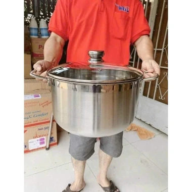 Nồi luộc gà inox 30 cm 12 lít - Siêu to, dày dặn, nắp vung kính sang trọng, giảm giá 245k