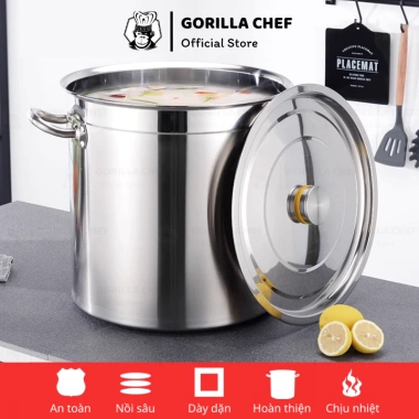 Nồi luộc gà inox Gorilla Chef 15L-165L, dùng mọi bếp, giảm còn 389.000₫ 4 Nồi luộc gà inox Gorilla Chef 15L-165L, dùng mọi bếp, giảm còn 389.000₫ 4