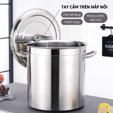 Nồi luộc gà inox Gorilla Chef 15L-165L, dùng mọi bếp, giảm còn 389.000₫ 6 Nồi luộc gà inox Gorilla Chef 15L-165L, dùng mọi bếp, giảm còn 389.000₫ 6