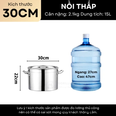 Nồi luộc gà inox Gorilla Chef 15L-165L, dùng mọi bếp, giảm còn 389.000₫