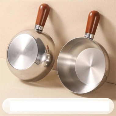 Nồi mini inox 14cm cán gỗ chống bỏng - Nấu mì, đun sữa, làm sốt - Dùng gas & bếp từ - 25.650 VND 4