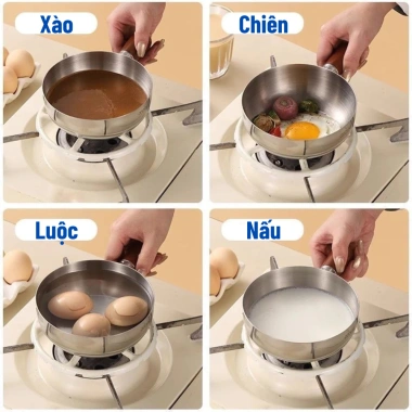 Nồi mini inox cán gỗ chống bỏng – Nấu mì, đun sữa, làm sốt, dùng bếp gas & từ, 29k 5