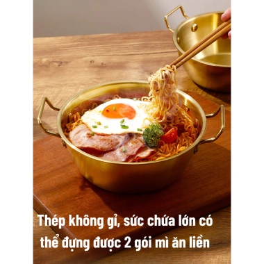 Nồi mini thép không gỉ kèm nắp, nấu lẩu mì cay soup, dùng mọi bếp, giá 87k