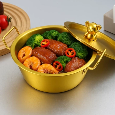 Nồi mini thép không gỉ kèm nắp, nấu lẩu mì cay soup, dùng mọi bếp, giá 87k