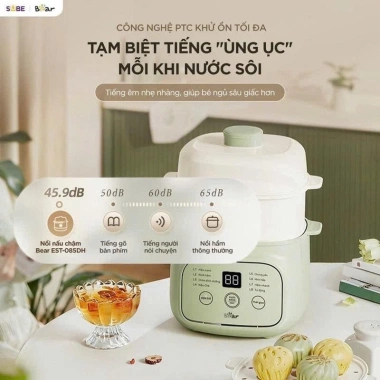 Nồi nấu chậm BEAR 0.8L EST-085DH - Chưng yến cách thủy cho bé, giàu dưỡng chất, BH 18 tháng, giá 570.000 VNĐ