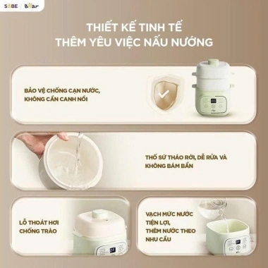 Nồi nấu chậm BEAR 0.8L EST-085DH - Chưng yến cách thủy cho bé, giàu dưỡng chất, BH 18 tháng, giá 570.000 VNĐ