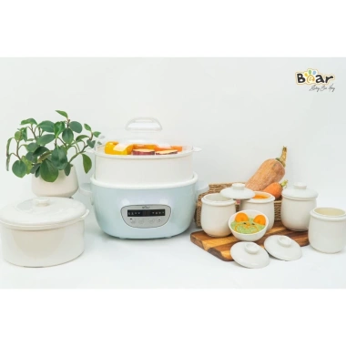 Nồi nấu chậm BEAR 2.5L SC-5H25M34 - Lồng hấp nấu cháo, chưng yến, bảo hành 18 tháng