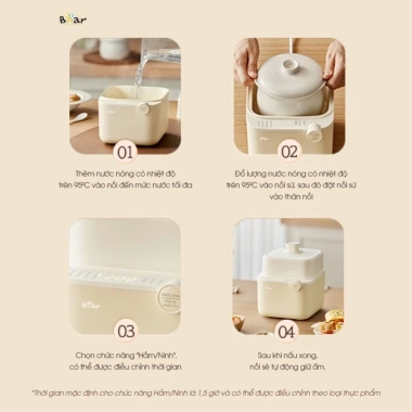 Nồi nấu chậm Bear SB-NNC08 0.8L đa năng nấu cháo, hầm, hấp, chưng yến cho bé kèm lồng hấp – Giá ưu đãi 625.000₫ 3 Nồi nấu chậm Bear SB-NNC08 0.8L đa năng nấu cháo, hầm, hấp, chưng yến cho bé kèm lồng hấp – Giá ưu đãi 625.000₫ 3