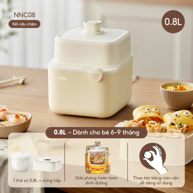 Nồi Nấu Chậm Bear SB NNC08 0.8L Nấu Cháo, Chưng Yến, Hầm Cách Thủy, Hẹn Giờ, Giá 618k