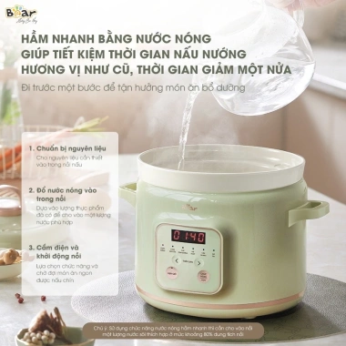 Nồi Nấu Chậm Bear SB NNC20 2L - Nấu Cháo Ăn Dặm, Nấu Chè, Giá 804.000 VNĐ