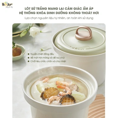 Nồi Nấu Chậm Bear SB NNC20 2L - Nấu Cháo Ăn Dặm, Nấu Chè, Giá 804.000 VNĐ