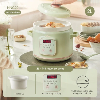 Nồi Nấu Chậm Bear SB NNC20 2L - Nấu Cháo Ăn Dặm, Nấu Chè, Giá 804.000 VNĐ